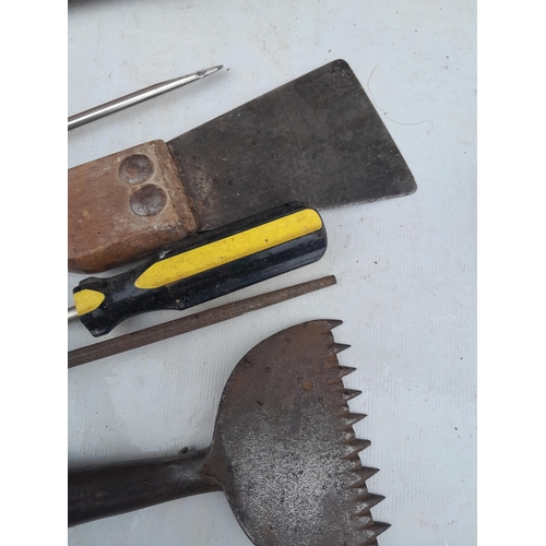 35 - Wooden box of wood working tools