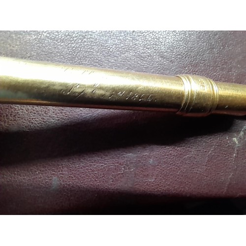 45 - Late 19th century 18 ct gold case propelling pencil by Sampson Mordan engraved Alleyne Percival Boxa... 