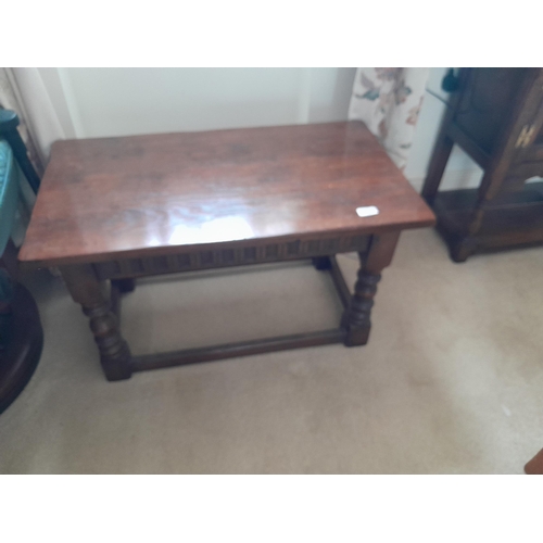 50 - 3 x 20th century antique style oak coffee tables : 1 x lap style and 2 others