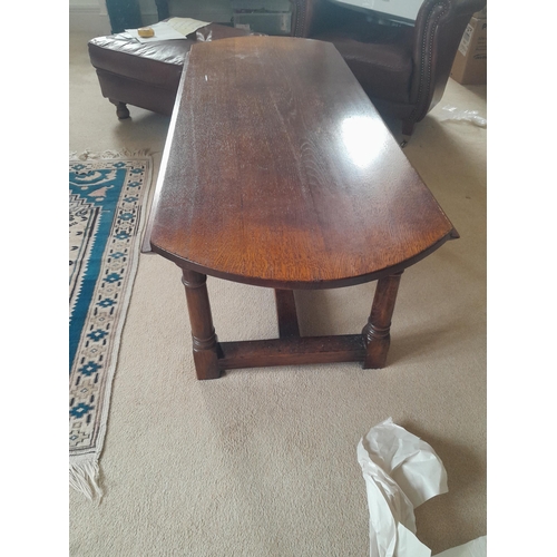 50 - 3 x 20th century antique style oak coffee tables : 1 x lap style and 2 others