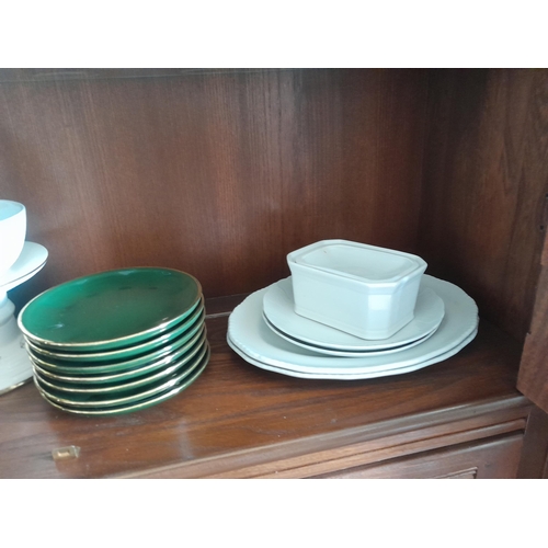 57 - Decorative china and dinnerware, Worcester coddlers etc.