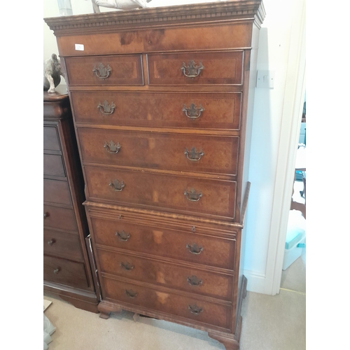 63 - 20th century antique style walnut chest on chest