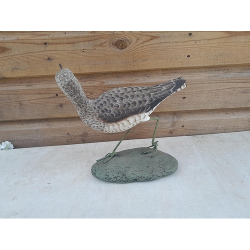 415 - A Mike Wood hand carved and painted wooden sculpture of a Greenshank 8/98