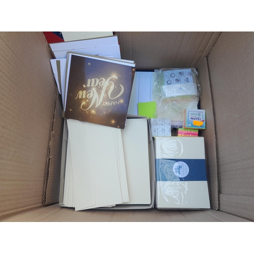 417 - Box of office related items, pens stationary , letter rack etc.