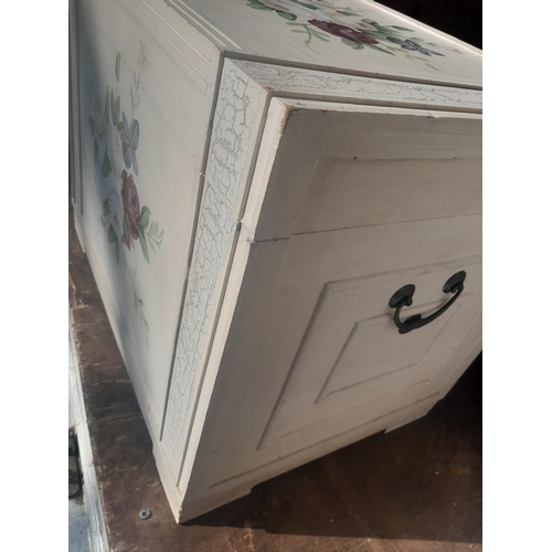 7 - Vintage floral painted trunk 57 cms x 40 cms x 46 cms