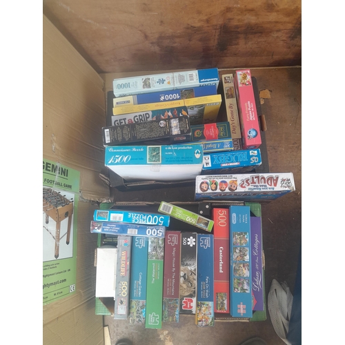 17 - 2 x boxes of childs puzzles and games & plated bean spoons