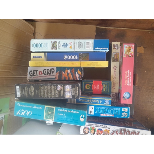 17 - 2 x boxes of childs puzzles and games & plated bean spoons