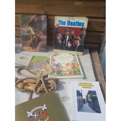 29 - Beatrix Potter book, Beatles Book, plated collectors spoons, Aristo oil on canvas and other items, n... 