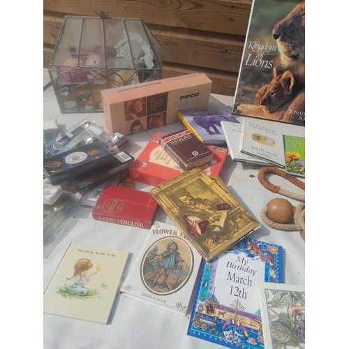 29 - Beatrix Potter book, Beatles Book, plated collectors spoons, Aristo oil on canvas and other items, n... 