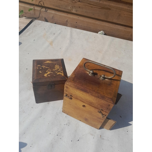 40 - Early 20th century Japanese tea caddy & field telegraph / telephone ? medical electro therapy  set ?