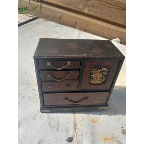 41 - Meiji Period Japanese lacquer box, one other with mother of pearl inlay and empty carriage clock bod... 