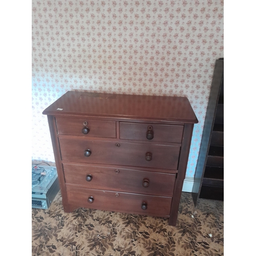 1A - Victorian mahogany five drawer chest 100 cms x 47 cms x 100 cms