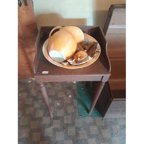 16 - Victorian washstand with pottery bowl and jug 50 cms x 46 cms x 85 cms