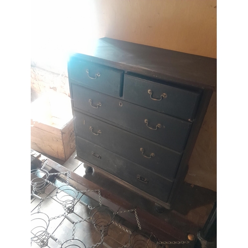 29 - Edwardian painted pine chest of drawers with brass handles 95 cms x 50 cms x 110 cms