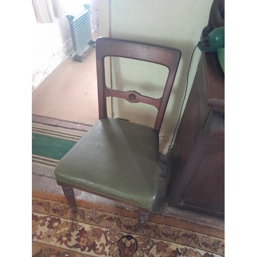 36 - Collection of four Victorian leather seated dining chairs and painted table