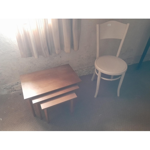 47 - Furniture : painted bentwood chair and nest of tables