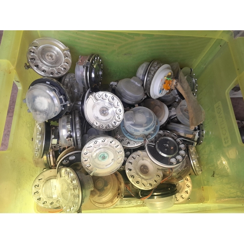 65 - Collection of vintage plastic telephones & a box of diallers for spares