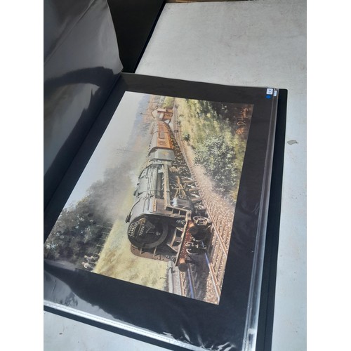 70 - Collection of approx 250 coloured railway prints in various formats by the major artists nicely moun... 