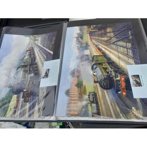 70 - Collection of approx 250 coloured railway prints in various formats by the major artists nicely moun... 