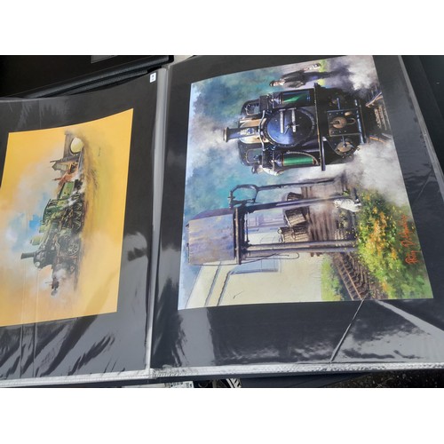 70 - Collection of approx 250 coloured railway prints in various formats by the major artists nicely moun... 