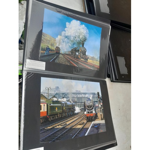 70 - Collection of approx 250 coloured railway prints in various formats by the major artists nicely moun... 