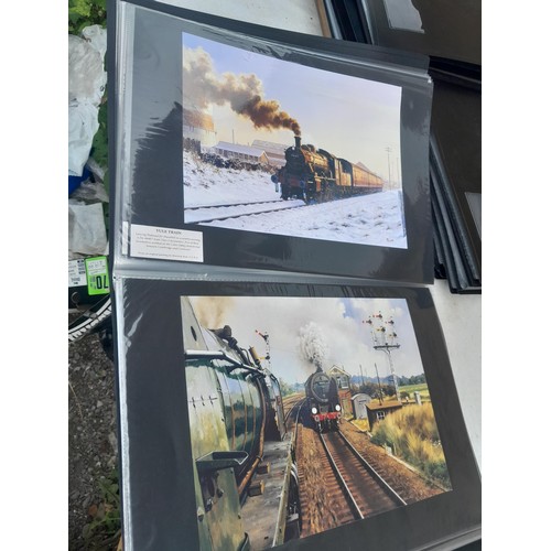 70 - Collection of approx 250 coloured railway prints in various formats by the major artists nicely moun... 