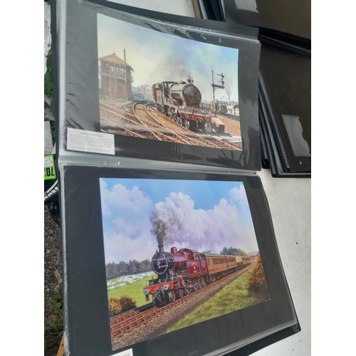 70 - Collection of approx 250 coloured railway prints in various formats by the major artists nicely moun... 