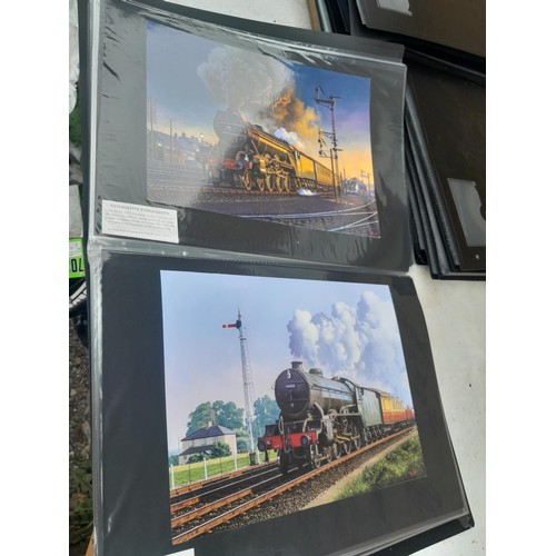 70 - Collection of approx 250 coloured railway prints in various formats by the major artists nicely moun... 