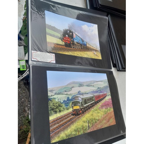 70 - Collection of approx 250 coloured railway prints in various formats by the major artists nicely moun... 