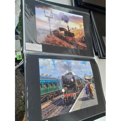 70 - Collection of approx 250 coloured railway prints in various formats by the major artists nicely moun... 