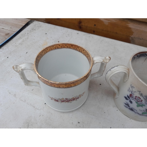 86 - 4 x late 19th / early 20th century cider mugs, God Speed Plough and others, note some crazing and ha... 