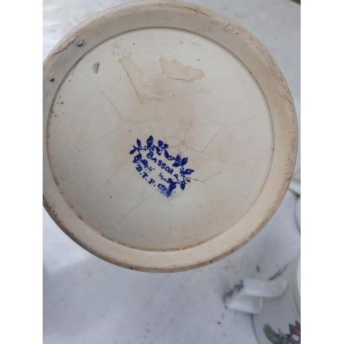 87 - 4 x 19th and 20th century cider mugs : blue and white Bovey Tracy Pottery (note crows foot), 1 pint ... 