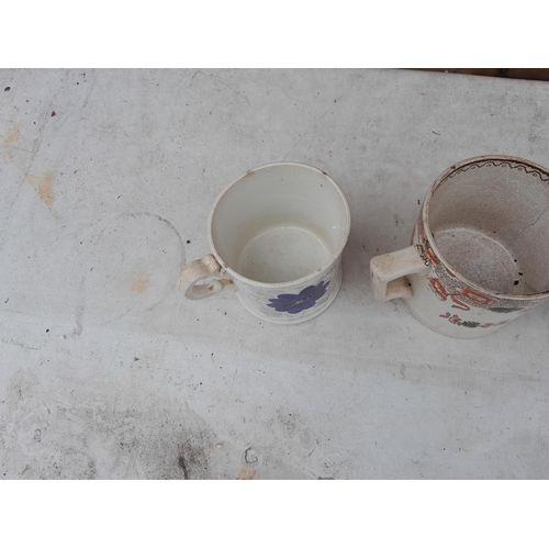 89 - 4 x vintage cider mugs : 2 x frog in the bottom and two others , crazing and hairlines