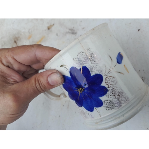 89 - 4 x vintage cider mugs : 2 x frog in the bottom and two others , crazing and hairlines