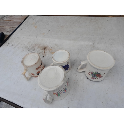 89 - 4 x vintage cider mugs : 2 x frog in the bottom and two others , crazing and hairlines