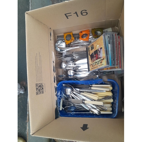 107 - Box of cutlery, Railway Enthusiast magazines , Peco streamline track etc.