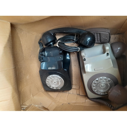 151 - Various plastic telephones and bakelite hand sets