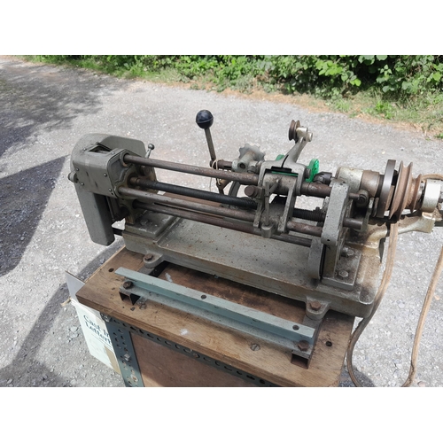 171 - Vintage non brand lathe with no motor on portable wooden stand