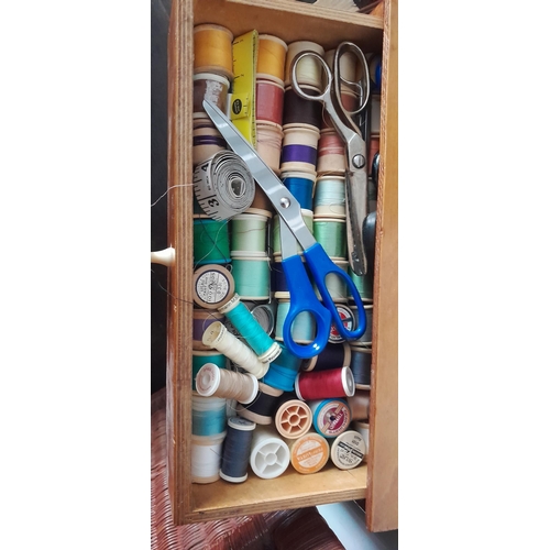 213 - Vintage chest of drawers full of sewing related accessories