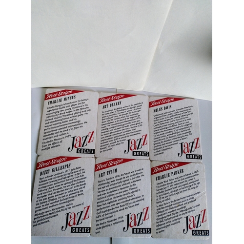 637 - Breweriana / jazz interest a set of six RED STRIPE (Jamaica ) beermats in as new condition 