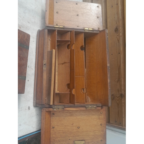 8 - Early 20th century oak desk tidy and mahogany box