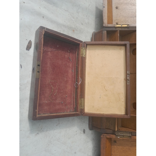 8 - Early 20th century oak desk tidy and mahogany box