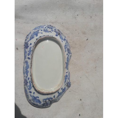 14 - 18th century Japanese Arita porcelain brush washer modelled as a reclining lady in good order