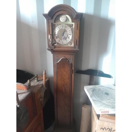 25 - Vintage Tempus Fugit oak case grandmother clock