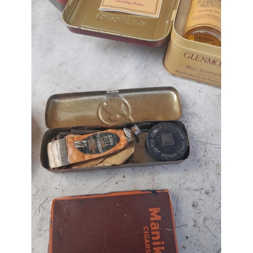 44 - Vintage tins some with contents & AA badge