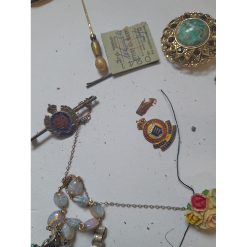 52 - Costume jewellery, some silver , minute amount of gold in form of a damaged pendant, 2 x vintage lig... 