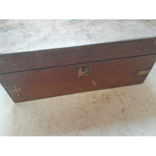 79 - Victorian mahogany brass bound writing slope in need of restoration