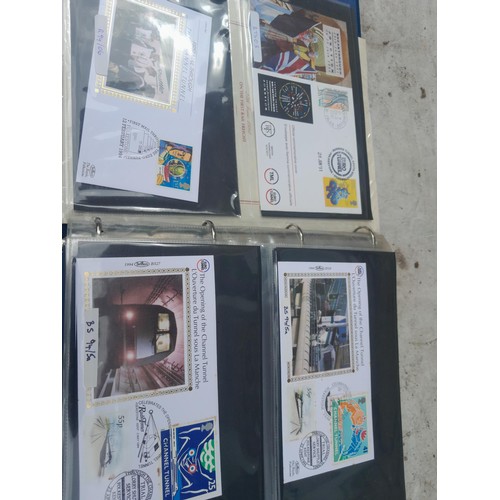 82 - 4 x folders full of Stamp First Day Covers : 2 x folders of Channel Tunnel , 1 x QEII Nations around... 