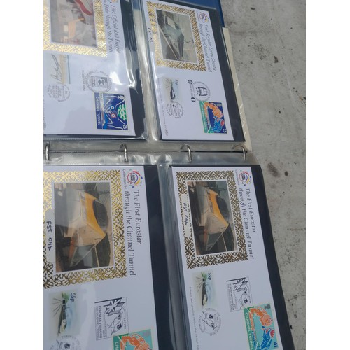 82 - 4 x folders full of Stamp First Day Covers : 2 x folders of Channel Tunnel , 1 x QEII Nations around... 