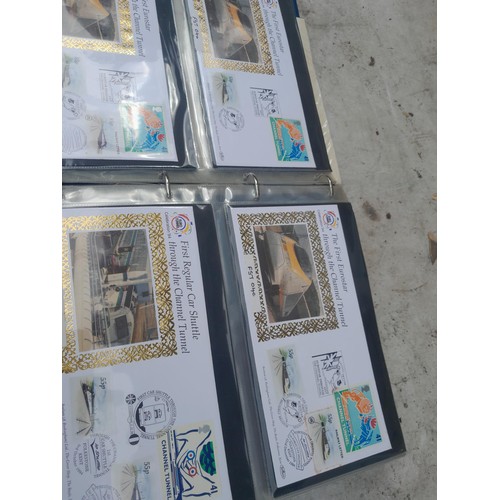 82 - 4 x folders full of Stamp First Day Covers : 2 x folders of Channel Tunnel , 1 x QEII Nations around... 